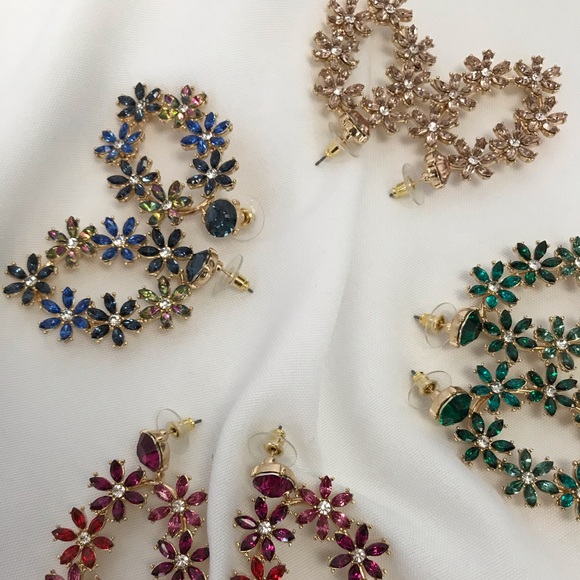 Flower Gold-Tone Drop Earrings - Picture 9 of 15